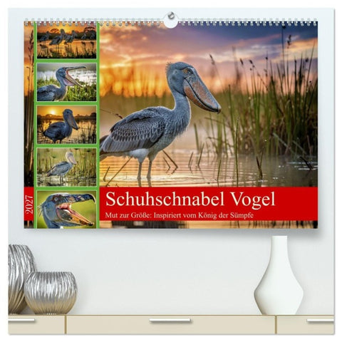 Schuhschnabel Vogel (hochwertiger Premium Wandkalender 2027 DIN A2 quer), Kunstdruck in Hochglanz