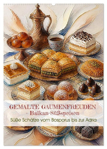 GEMALTE GAUMENFREUDEN - Balkan-Süßspeisen (Wandkalender 2027 DIN A2 hoch), CALVENDO Monatskalender