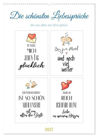 Liebessprüche (Wandkalender 2027 DIN A2 hoch), CALVENDO Monatskalender