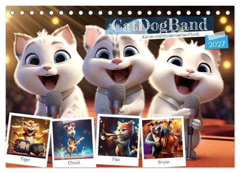 CatDogBand (Tischkalender 2027 DIN A5 quer), CALVENDO Monatskalender