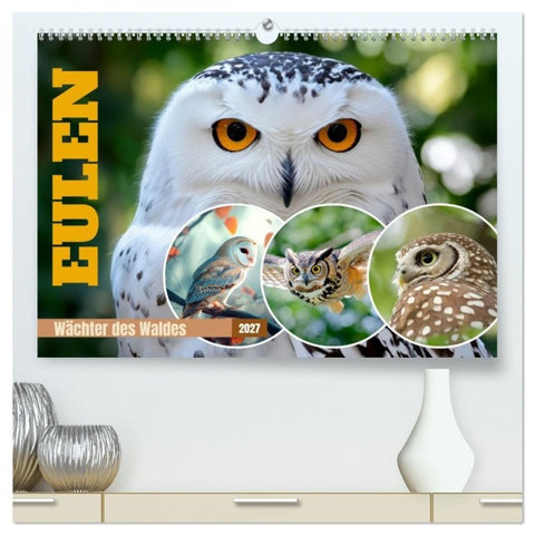 EULEN Wächter des Waldes (hochwertiger Premium Wandkalender 2027 DIN A2 quer), Kunstdruck in Hochglanz