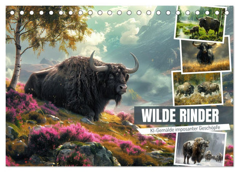 Wilde Rinder (Tischkalender 2026 DIN A5 quer), CALVENDO Monatskalender