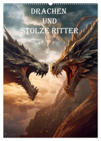 Drachen und stolze Ritter (Wandkalender 2026 DIN A2 hoch), CALVENDO Monatskalender