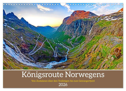 Königsroute Norwegens (Wandkalender 2026 DIN A3 quer), CALVENDO Monatskalender