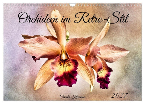 Orchideen im Retro-Stil (Wandkalender 2027 DIN A3 quer), CALVENDO Monatskalender
