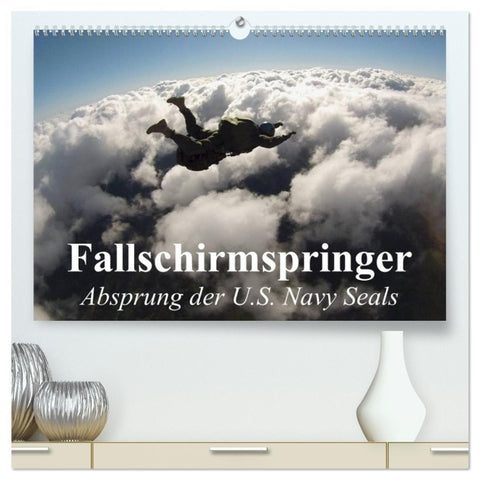 Fallschirmspringer. Absprung der U.S. Navy Seals (hochwertiger Premium Wandkalender 2026 DIN A2 quer), Kunstdruck in Hochglanz