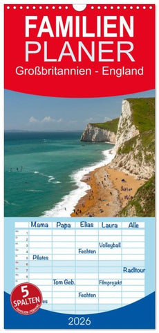 Familienplaner 2026 - Großbritannien - England mit 5 Spalten (Wandkalender, 21 x 45 cm) CALVENDO