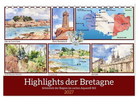 Highlights der Bretagne (Tischkalender 2027 DIN A5 quer), CALVENDO Monatskalender