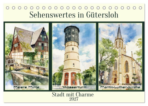 Sehenwertes Gütersloh (Tischkalender 2027 DIN A5 quer), CALVENDO Monatskalender