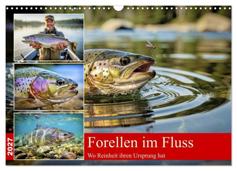 Forellen im Fluss (Wandkalender 2027 DIN A3 quer), CALVENDO Monatskalender