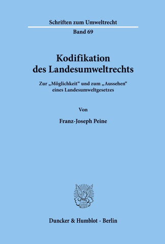 Kodifikation des Landesumweltrechts.