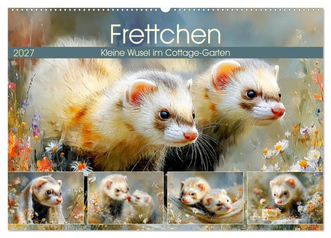 Frettchen. Kleine Wusel im Cottage-Garten (Wandkalender 2027 DIN A2 quer), CALVENDO Monatskalender
