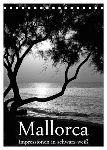 Mallorca Impressionen in schwarz-weiß (Tischkalender 2027 DIN A5 hoch), CALVENDO Monatskalender