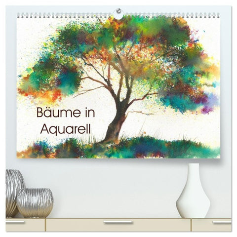 Bäume in Aquarell (hochwertiger Premium Wandkalender 2027 DIN A2 quer), Kunstdruck in Hochglanz