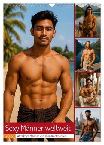 Sexy Männer weltweit (Wandkalender 2026 DIN A3 hoch), CALVENDO Monatskalender