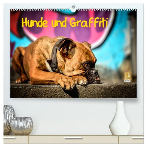 Hunde und Graffiti (hochwertiger Premium Wandkalender 2027 DIN A2 quer), Kunstdruck in Hochglanz