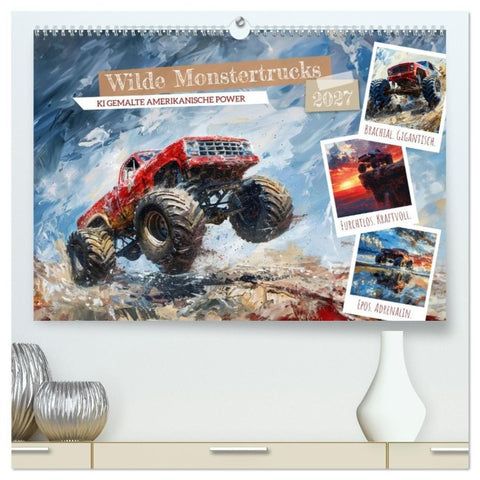 Wilde Monstertrucks (hochwertiger Premium Wandkalender 2027 DIN A2 quer), Kunstdruck in Hochglanz