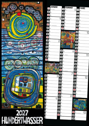 Hundertwasser Streifenkalender Art 2027
