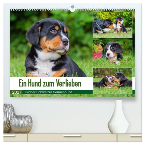 Ein Hund zum Verlieben - Großer Schweizer Sennenhund (hochwertiger Premium Wandkalender 2027 DIN A2 quer), Kunstdruck in Hochglanz