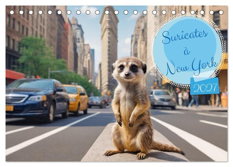 Suricates à New York (Calendrier de bureau 2027 DIN A5 vertical), CALVENDO calendrier mensuel