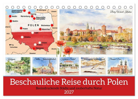 Beschauliche Reise durch Polen (Tischkalender 2027 DIN A5 quer), CALVENDO Monatskalender