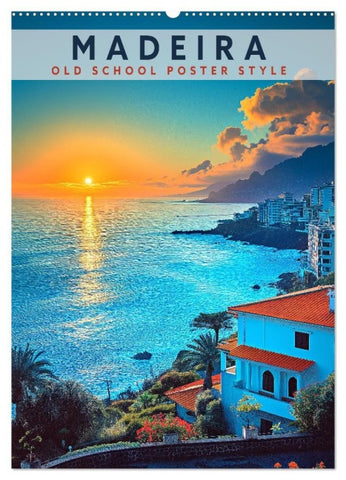 Madeira - Old School Poster Style (Wandkalender 2027 DIN A2 hoch), CALVENDO Monatskalender