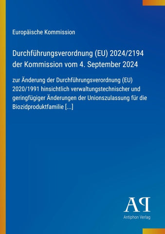 Durchführungsverordnung (EU) 2024/2194 der Kommission vom 4. September 2024