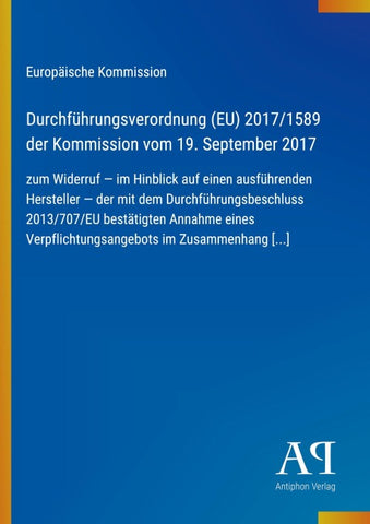 Durchführungsverordnung (EU) 2017/1589 der Kommission vom 19. September 2017