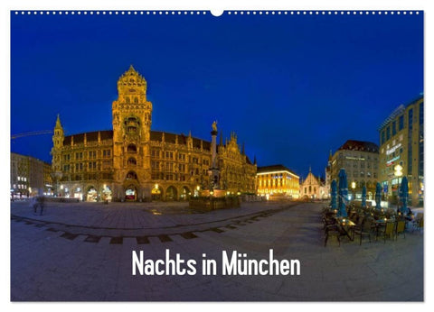 Nachts in München (Wandkalender 2027 DIN A2 quer), CALVENDO Monatskalender