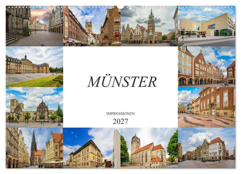 Münster Impressionen (Wandkalender 2027 DIN A2 quer), CALVENDO Monatskalender