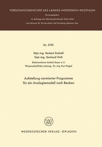 Aufstellung normierter Programme für ein Analogiemodell nach Beuken