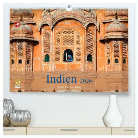 Indien 2026 Tempel, Tiger und Paläste (hochwertiger Premium Wandkalender 2026 DIN A2 quer), Kunstdruck in Hochglanz