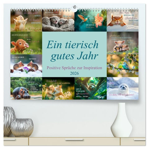 Ein tierisch gutes Jahr (hochwertiger Premium Wandkalender 2026 DIN A2 quer), Kunstdruck in Hochglanz