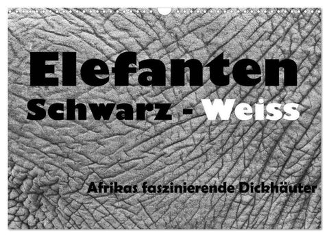 Elefanten Schwarz - Weiss (Wandkalender 2026 DIN A3 quer), CALVENDO Monatskalender