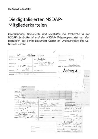 Die digitalisierten NSDAP-Mitgliederkarteien