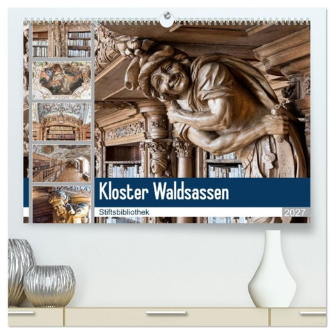 Kloster Waldsassen Stiftsbibliothek (hochwertiger Premium Wandkalender 2027 DIN A2 quer), Kunstdruck in Hochglanz