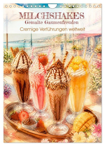 MILCHSHAKES - Gemalte Gaumenfreuden (Wandkalender 2027 DIN A4 hoch), CALVENDO Monatskalender
