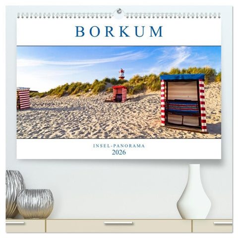 Borkum Inselpanorama (hochwertiger Premium Wandkalender 2026 DIN A2 quer), Kunstdruck in Hochglanz