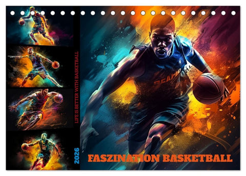 Faszination Basketball (Tischkalender 2026 DIN A5 quer), CALVENDO Monatskalender