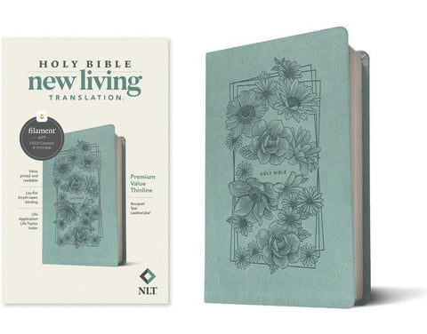 NLT Premium Value Thinline Bible, Filament Enabled (Leatherlike, Bouquet Teal)