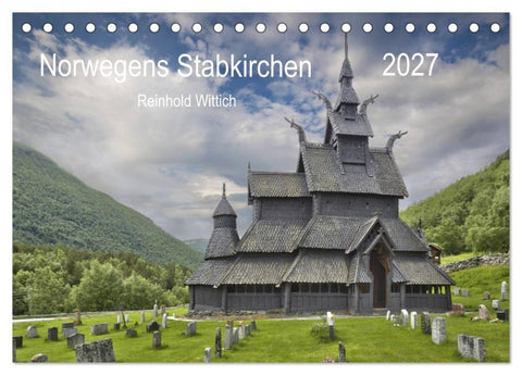 Norwegens Stabkirchen (Tischkalender 2027 DIN A5 quer), CALVENDO Monatskalender