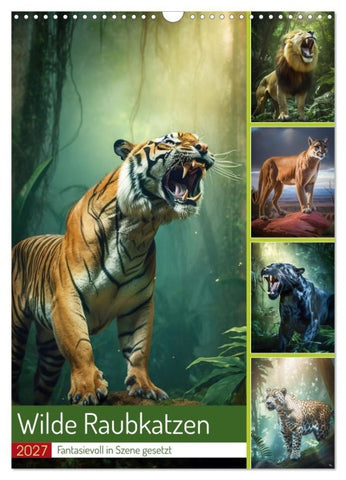 Wilde Raubkatzen (Wandkalender 2027 DIN A3 hoch), CALVENDO Monatskalender