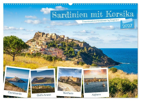 Sardinien mit Korsika (Wandkalender 2027 DIN A2 quer), CALVENDO Monatskalender