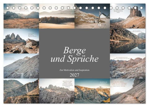 Berge und Sprüche zur Motivation und Inspiration (Tischkalender 2027 DIN A5 quer), CALVENDO Monatskalender