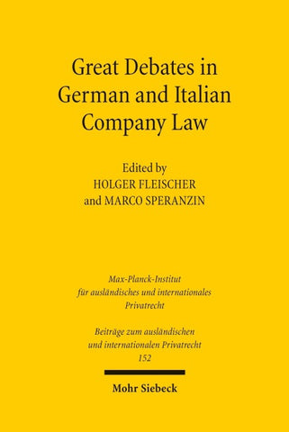 Great Debates in German and Italian Company Law
