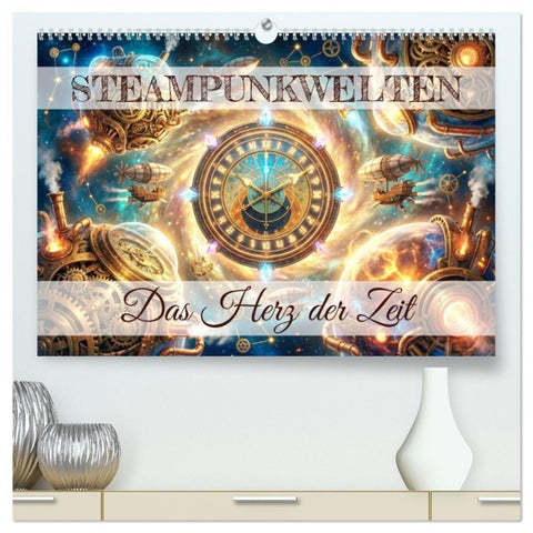 Steampunkwelten - Das Herz der Zeit (hochwertiger Premium Wandkalender 2027 DIN A2 quer), Kunstdruck in Hochglanz