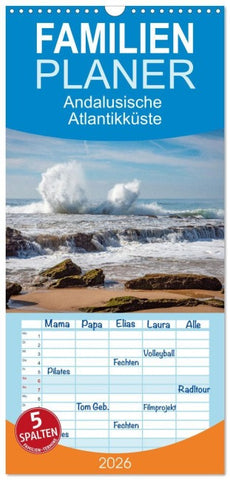 Familienplaner 2026 - Andalusische Atlantikküste mit 5 Spalten (Wandkalender, 21 x 45 cm) CALVENDO