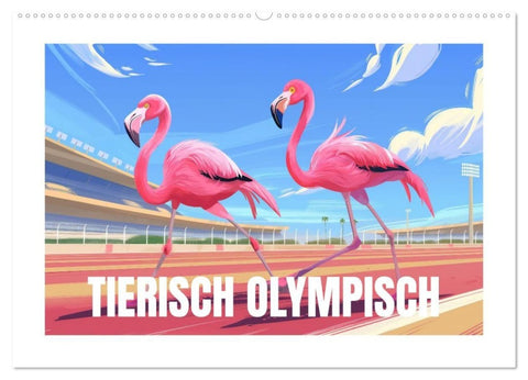 Tierische Olympioniken – Ein farbenfroher KI-Kalender (Wandkalender 2027 DIN A2 quer), CALVENDO Monatskalender