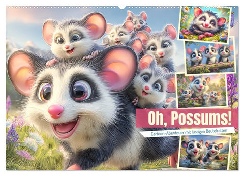 Oh, Possums! Cartoon-Abenteuer mit lustigen Beutelratten (Wandkalender 2027 DIN A2 quer), CALVENDO Monatskalender