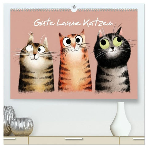 Gute Laune Katzen (hochwertiger Premium Wandkalender 2027 DIN A2 quer), Kunstdruck in Hochglanz